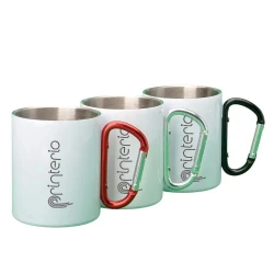 Кружка металлическая белая Sublime для сублимации с ручкой-карабином 300 мл с логотипом